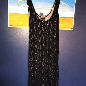 Bebe black with tan mesh under dress